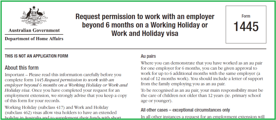 哪些情况下462签证持有人可为同一个雇主工作超过6个月？